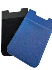 2 Black Blue Pocket Cell Phone Credit Card Holder Wallet Sticker Adhesive (TWO)