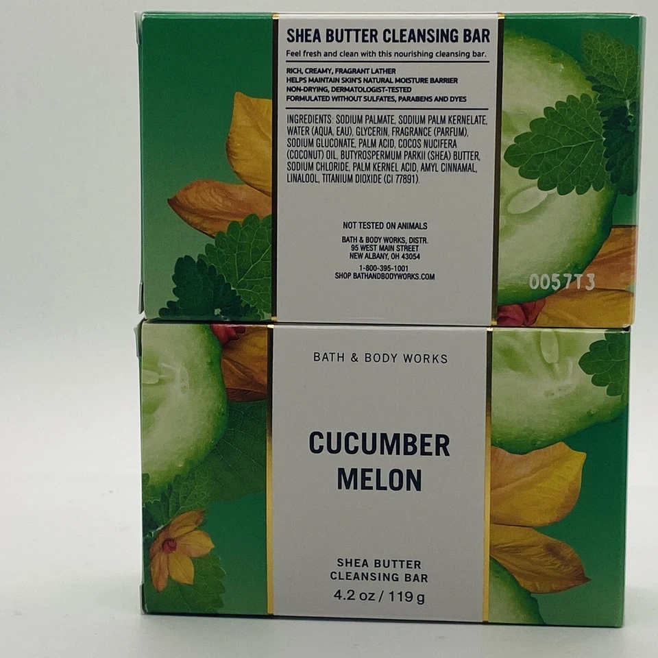 2 Bath & Body Works CUCUMBER MELON Shea Butter Cleansing Body Bar Soap 4.2 oz - Image 3 of 4