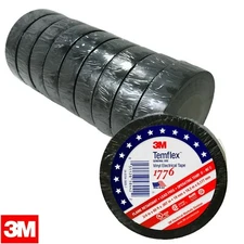 3M Temflex 1776 Black Vinyl Insulated Electrical Tape UL 3/4" x 60' FT- 10 Rolls