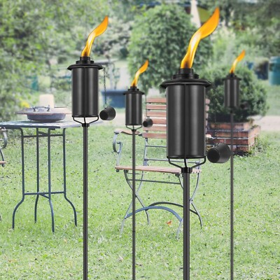 Juego de 4 antorchas de jardín metal de llama al aire libre
