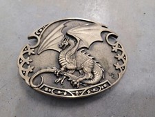 Fantasy Dragon 1980s Solid Brass Vintage Belt Buckle