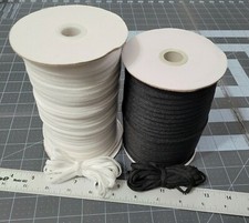 WHITE 1/4" 4mm  BLACK 1/8" 3mm ULTRA SOFT Flat Elastic Band 5-10yds DIY Mask