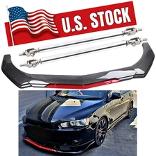Front Bumper Lip Spoiler Splitter Body Kits Strut Rod Carbon For Mitsubishi Lan