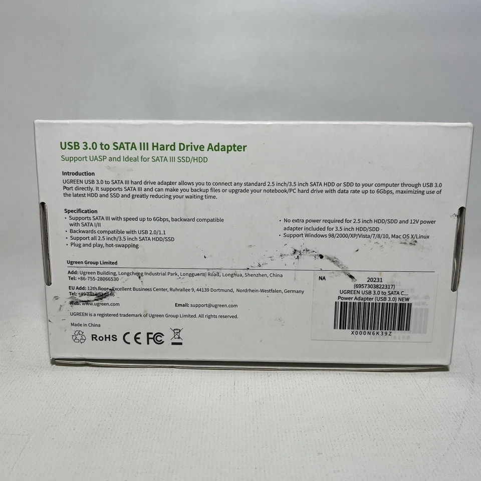 New UGREEN USB 3.0 to SATA III 2.5" / 3.5" HDD SDD Hard Drive Adapter 20231 NIOB - Image 3 of 3