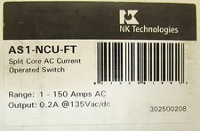 NK TECHNOLOGIES AS1 NCU FT Split Core AC Operated Switch 1-150 Amp AS1-NCU-FT