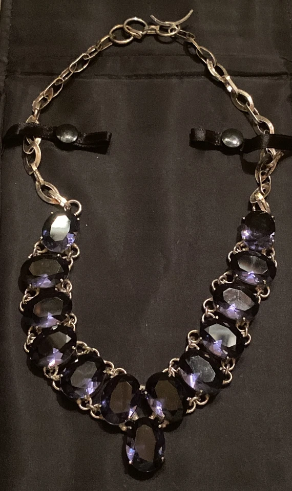 "Collar declaración de diosa grueso facetado piedras amatista eslabón de cadena collar de 17"""