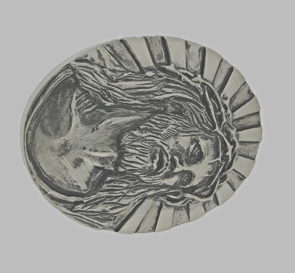 Hebillas de cinturón Jesus Image hombres mujeres cepilladas antiguas vintage gris metal occidental Foto 4 de 4