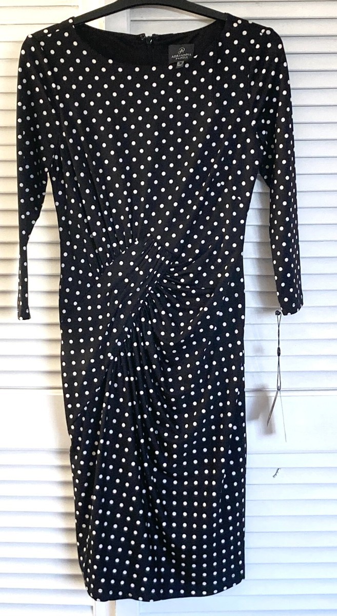 BNWT BLACK AND WHITE POLKA DOT SPOT WRAP STYLE DRESS ADRIANNA