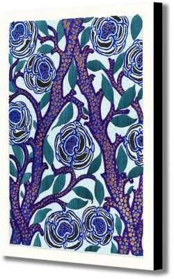 Blumenmuster - Vintage Kunst - Leinwand Wandbild gerahmter Druck 