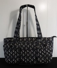 LUG Padded Quilt Diaper Bag Tote Shoulder Carry Multiple Pockets Black White Gre