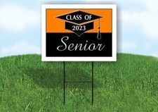2023 SENIOR ORANGE BLACK 18inx24in Yard Road Sign w/ Stand