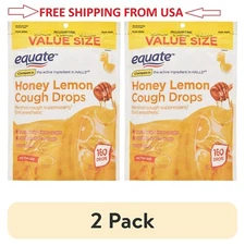 (2 pack) Equate Value Size Honey Lemon Cough Drops with Menthol, 160 Counts