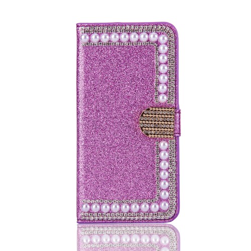 Pearl Bling Glitter Wallet Phone Case Cover For iPhone 11 12 13 14 Pro Max Plus - Picture 7 of 11