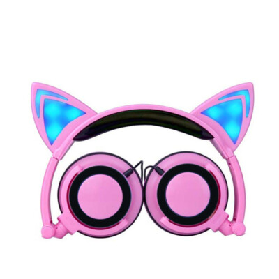 Gaming cartoon cat ear glowing headset