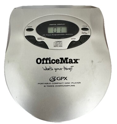 Vtg Portable CD Tested Working With Headphone GPX C3849 Office Max Player Silver