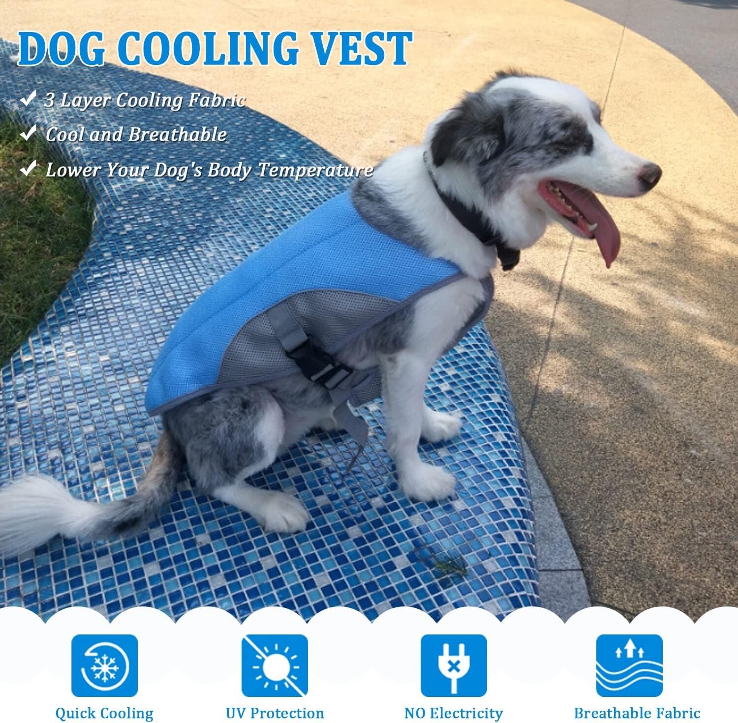 Pet Dog Cooling Vest Harness Reflective Breathable Mesh Jacket  Cool Coat blue L