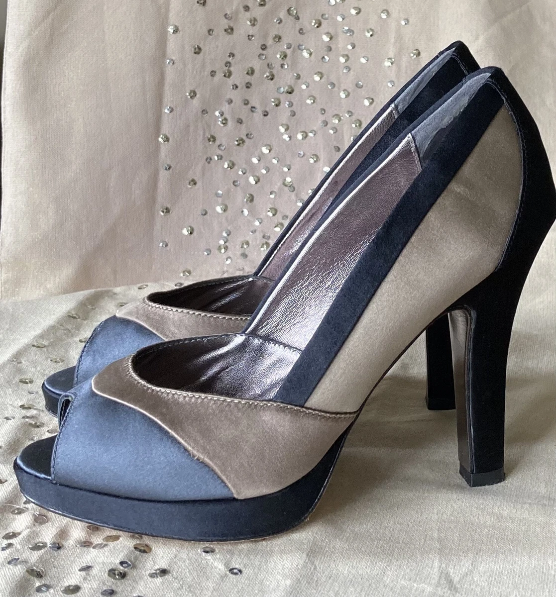 Ladies NEXT Signature shoes Black Gold Stilettos size 5 with