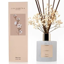 COCORRÍNA Reed Diffuser Set, 6.7 oz Clean Linen Scented Diffuser with Sticks 