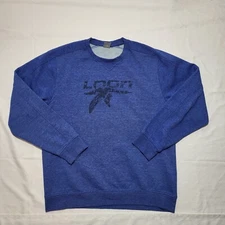 Level Wear Sweatshirt Mens Large Blue Fleece Lined Crewneck Outdoor Hike Nature