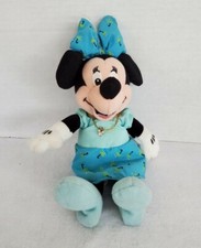 Disney Store Minnie Plush April Birthstone Necklace Bean Bag Stuffed Toy 9"