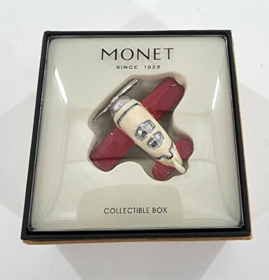 MONET Trinket Box AIRPLANE Collectible Enamel Keepsake NIB Plane 