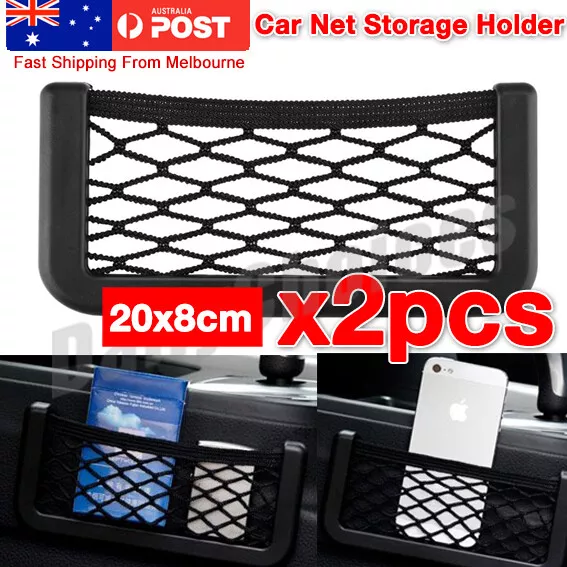 2x Medium Car Mesh Storage Holder Adhesive Net Pocket Phone Bag