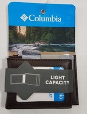 Columbia Brown Leather Men Wallet Card Case w Magnetic Closure RIFD Security NEW