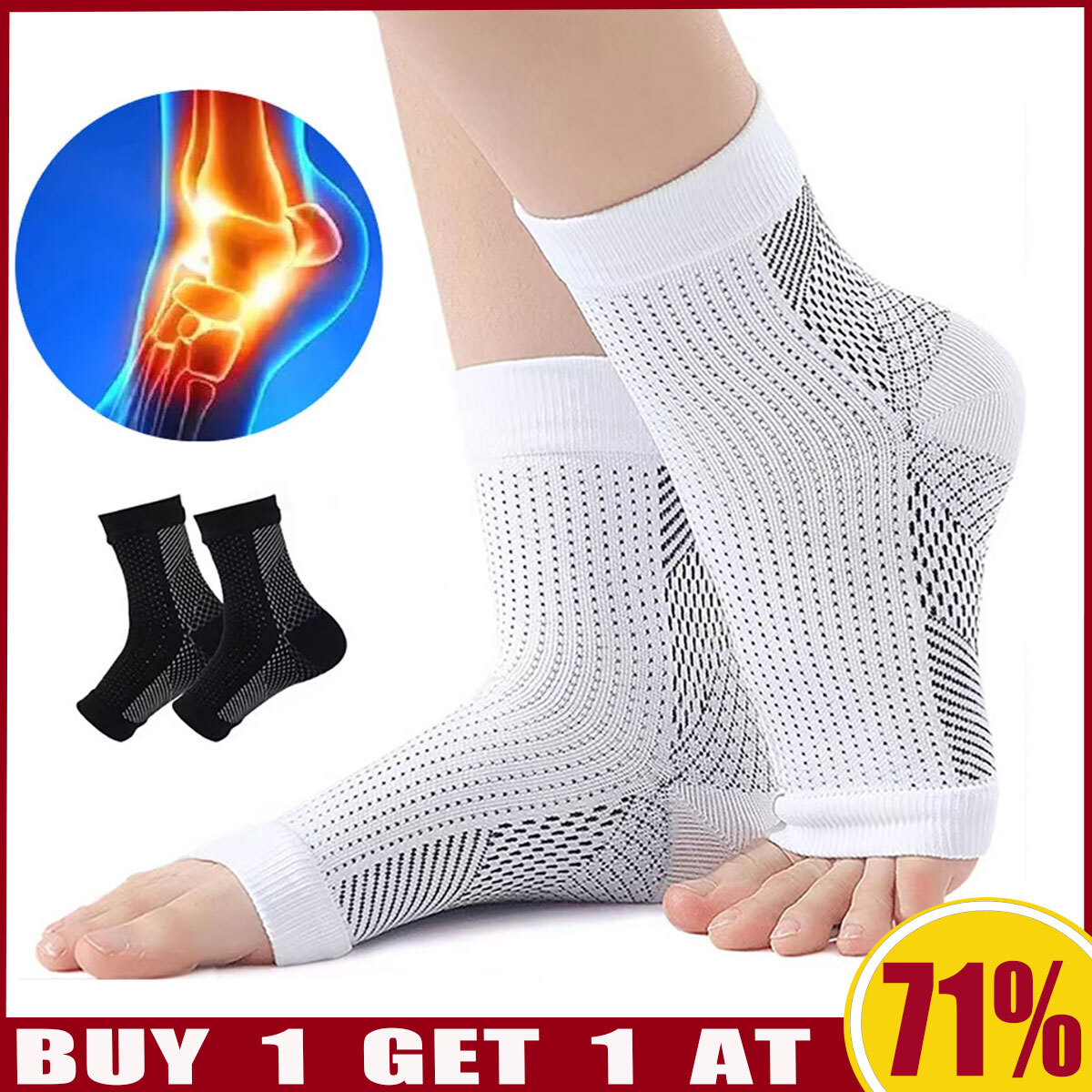 Open Toe Compression Socks Ankle Support Plantar Fasciitis Sock for Men  Women