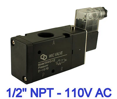 WIC VALVE 1/2" Inch 3 Way Electric Directional Control Air Cylinder Solenoid Valve 110V AC