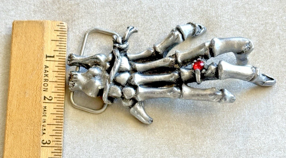 De colección Esqueleto Hebilla Cinturón Mano Gran Anillo Calavera Americana Gótico Punk LEER Foto 4 de 4