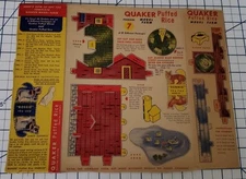 1940s QUAKER PUFFED RICE Model Farm Package #7 Box Panel Unused & Intact Cereal
