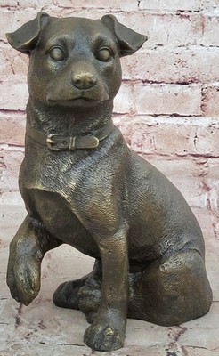 Jack Russell Terrier Dog Breeder Bronze Statue Sculpture Art Deco Figurine Gift