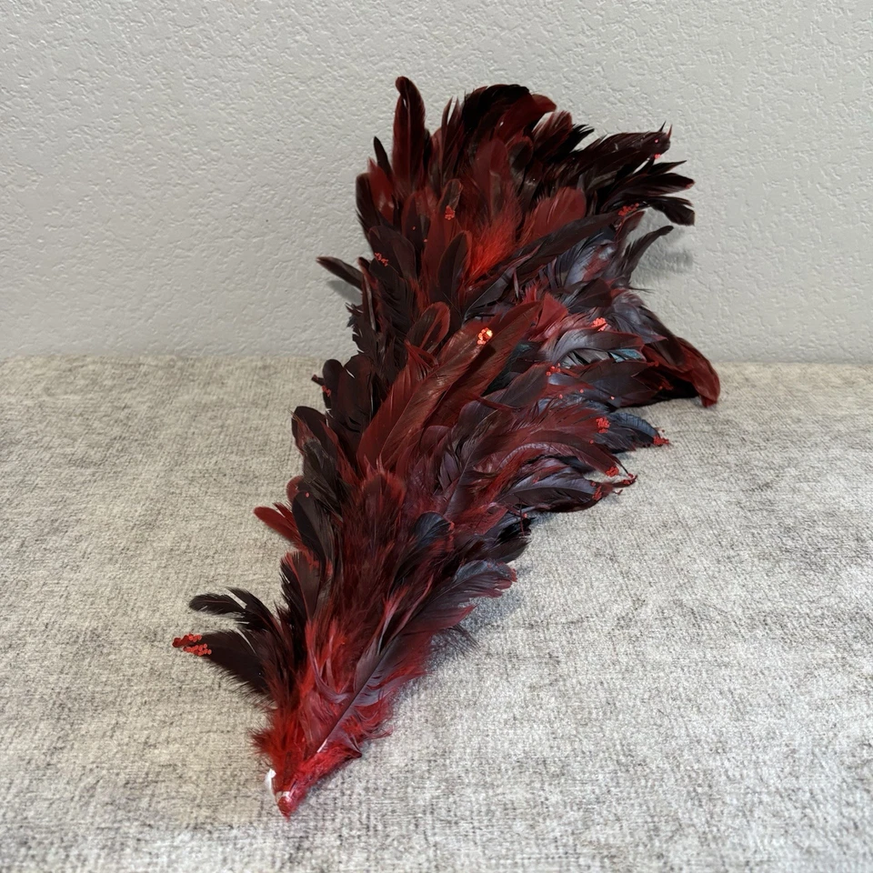 Red Feather Christmas Tree Tabletop Holiday Decor - Image 4 of 4