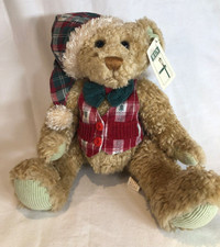 First  Main Henderson Teddy Bear Tan Brown Plush 12" Corduroy Paws Holiday