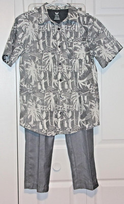 Boys size 14 Alberto Danelli grey pants & Shawn White, short sleeve button shirt