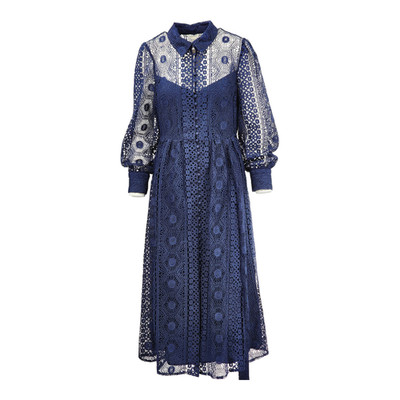 Monsoon Gabriella Hemdblusenkleid mit Spitze blau UVP 150,00 £