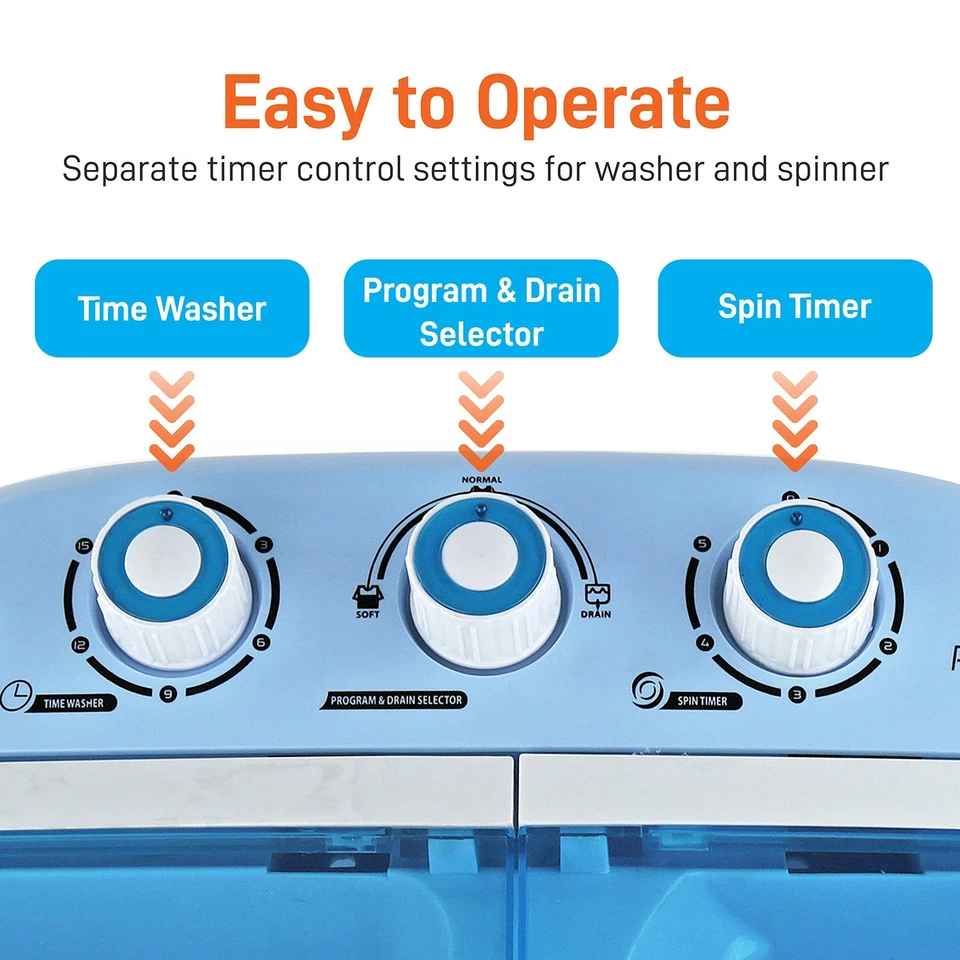 Portable Washer Dryer Combo 2 in 1 Top Loading Compact Spin Dryer 7.7 lbs Cap... - Image 3 of 4