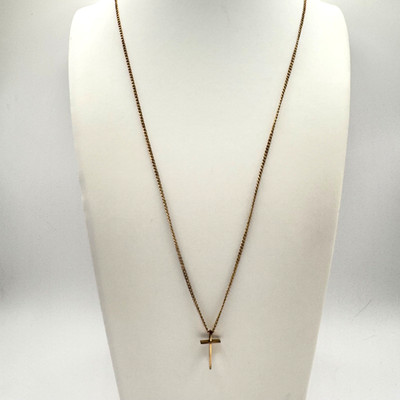 Vintage W.E.H. GF Gold Filled Cross Pendant Necklace Walter E Hayward 18 
