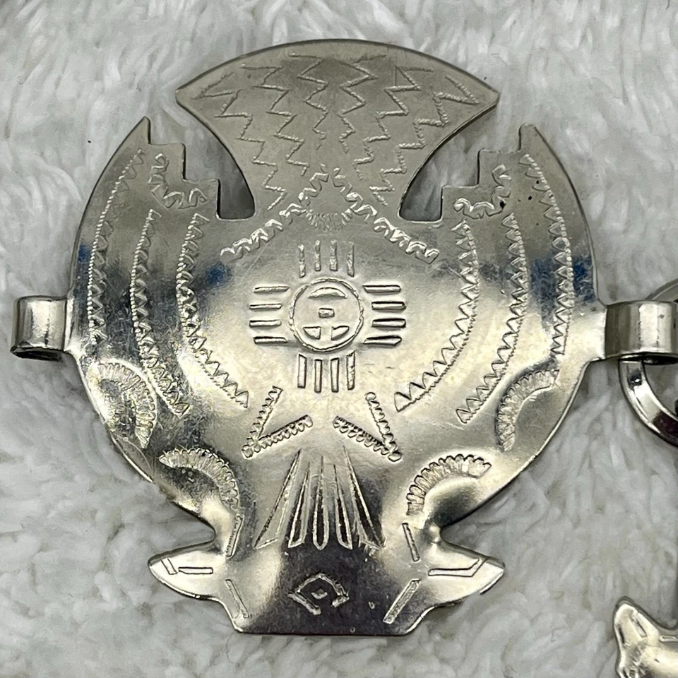 Vintage Concho Chain Belt Etched Silver Tone Southwestern Cowboy 33" - Image 2 of 4