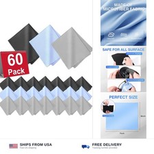 60-pack microfiber cleaning cloths 6x7 inch glasses lens screens lint-free