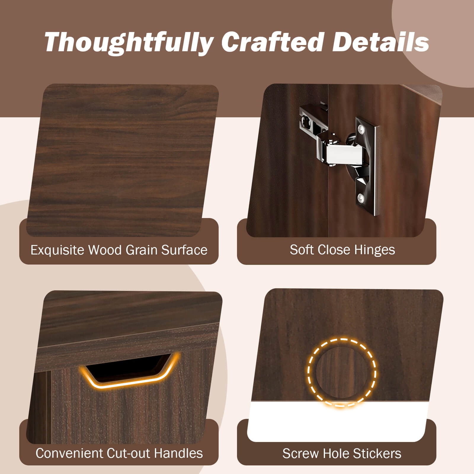 Foldable Coffee Table 48" Extendable Center Table with Storage Cabinets & Wheels