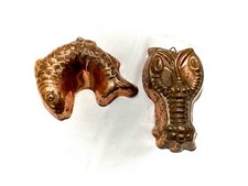 2 x *TAURUS* Kupfer Backform Formen Pudding Fisch 17cm/Krebs 17cm 200g Aufh&auml;nger