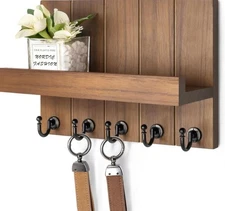 Decorative Key Holder for Wall - Rustic Key Hooks with Shelf and Mail Organizer 