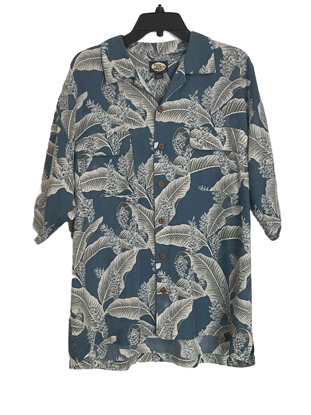 Tommy Bahama Floral Hawaiian Mens Short Sleeve Shirt Pockets Rayon Sz Large