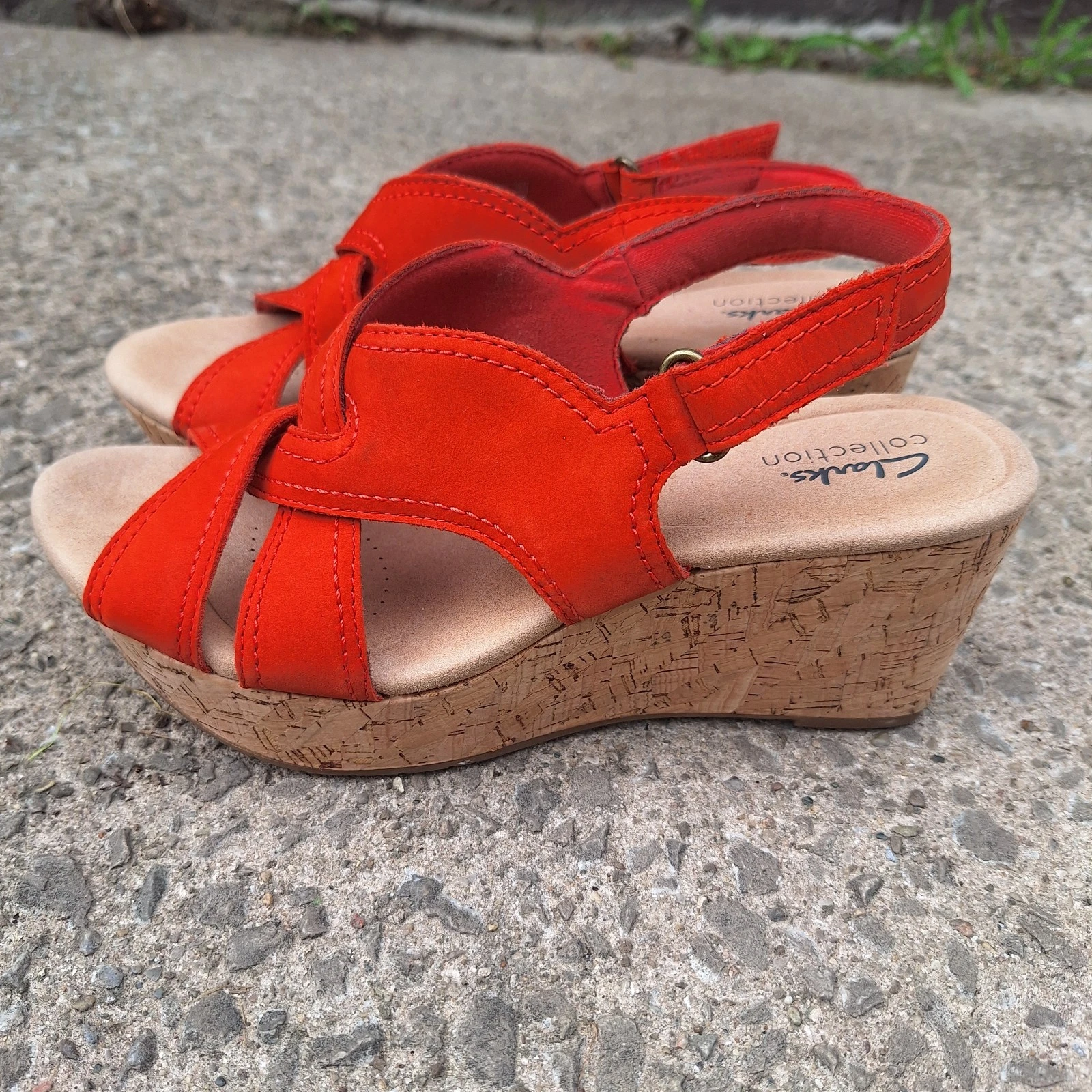 Clarks Collezione Pelle Sughero Zeppa Rosa Erin 8 Festival Carnevale Fiera Centro Commerciale Ratto