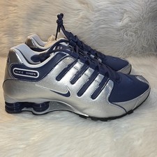 Nike Shox NZ Men's 9 Women's 10.5 Navy Metallic Silver 378341-402