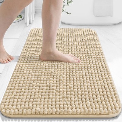Homaxy dicke weiche flauschige Badematte, Chenille saugfähig Badezimmer 41 x 61 cm, beige 