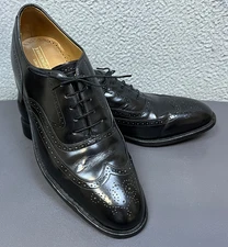Vtg Johnston & Murphy Shoes Men’s 11.5 C Black Limited Wingtip Oxfords Dress USA