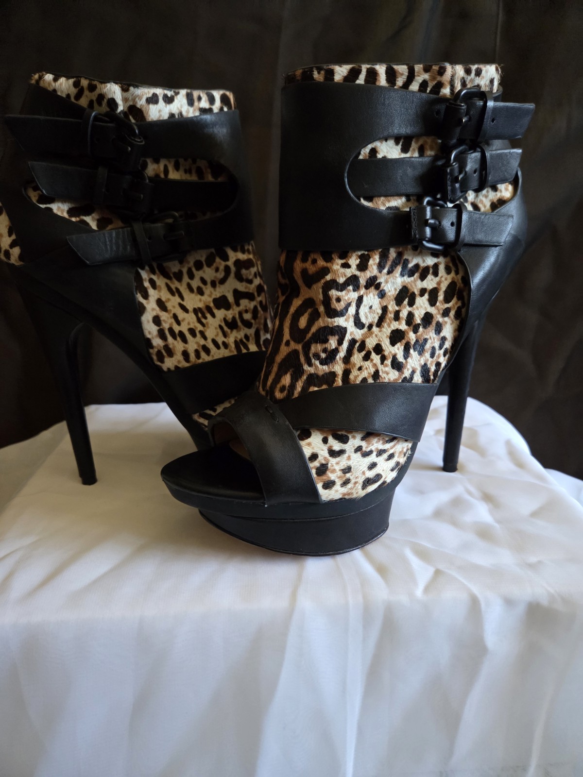 SAOLA Stivaletti l.a.m.b.Gwen Stefani Dorrie vera pelle pelliccia tomaia e suola tacco 5" 8M