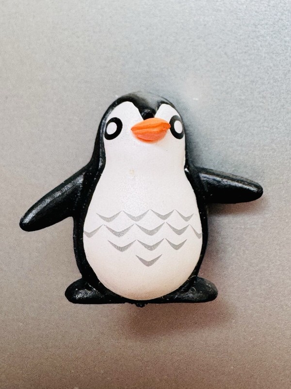 PENGUIN mini figurine model black white orange plastic approx. 3/4” high 1” wide